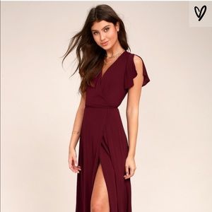 Lulu’s burgundy “heart of marigold” wrap dress XS
